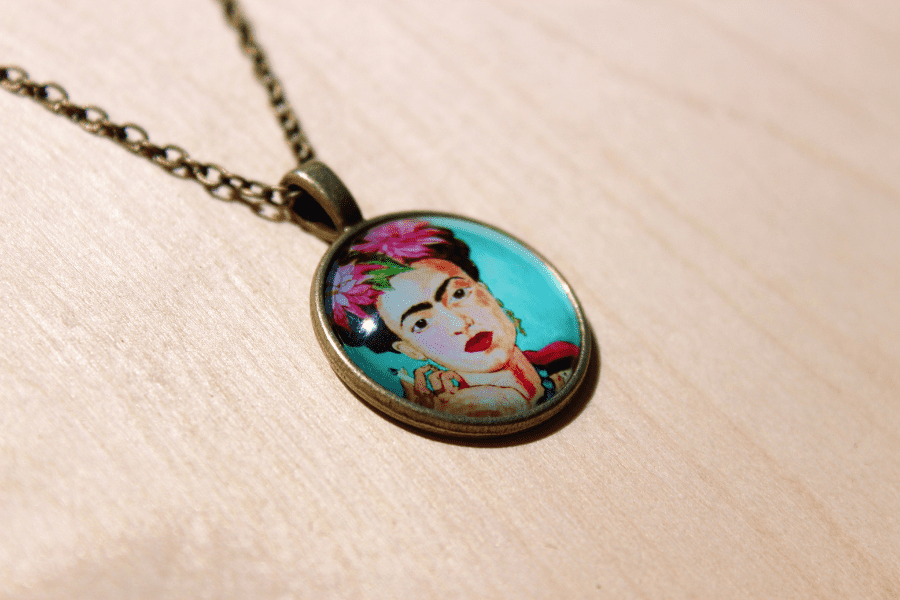 frida kahlo portrait necklace
